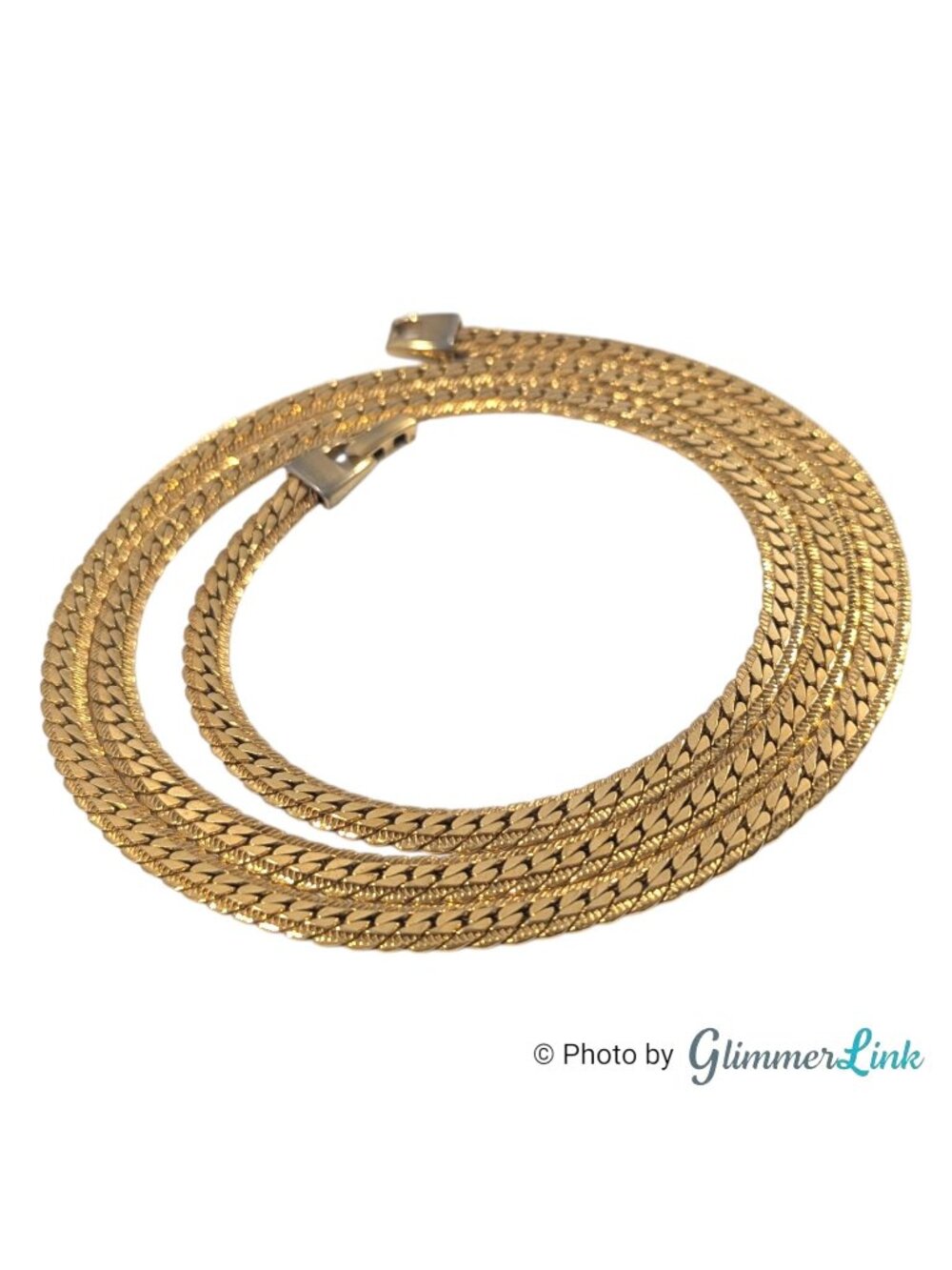 Vintage Napier Gold Plated Herringbone Style Curb Chain Necklace